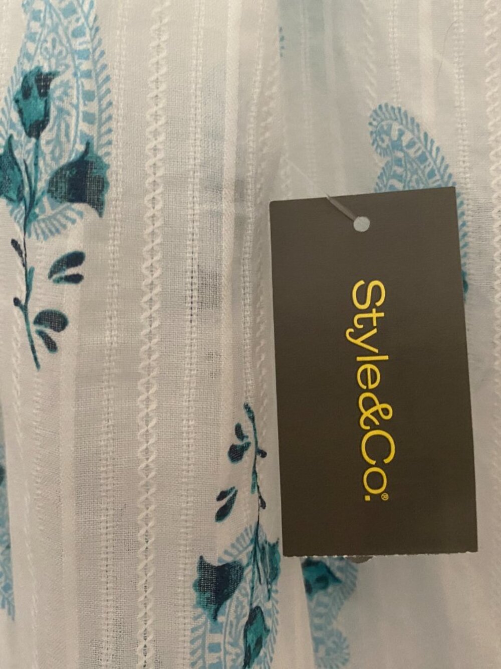Style & Co Women Blouse – White & Blue Floral - Picture 10 of 10